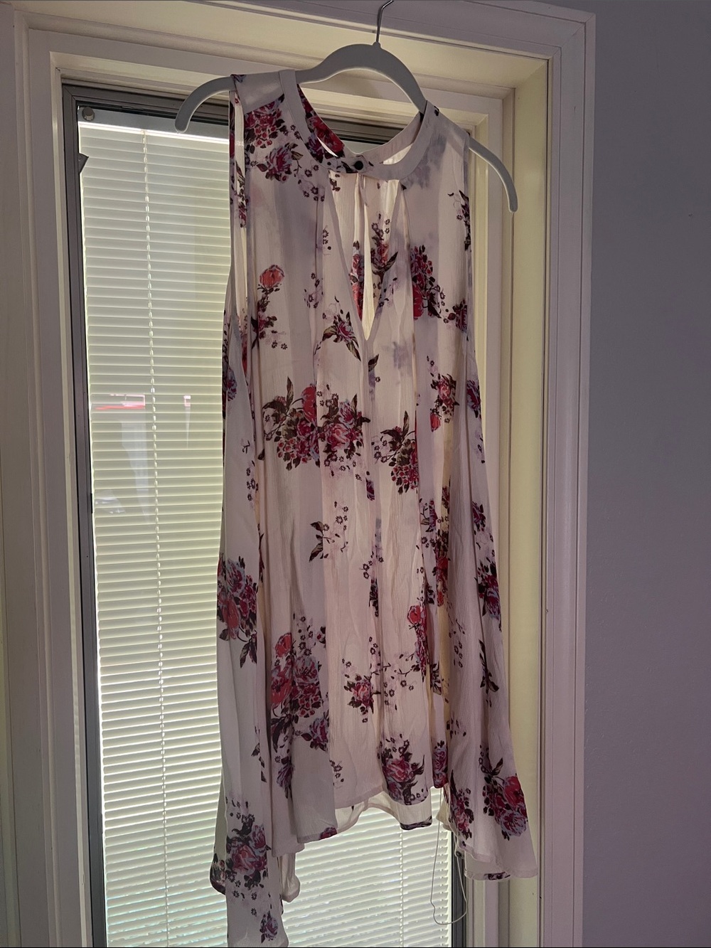 Free People White Floral Sleeveless Blouse
